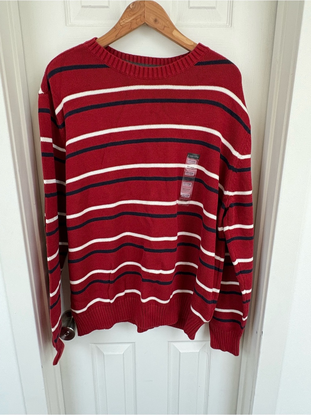 St. John's Bay Red, White & Navy Striped Crewneck Sweater
